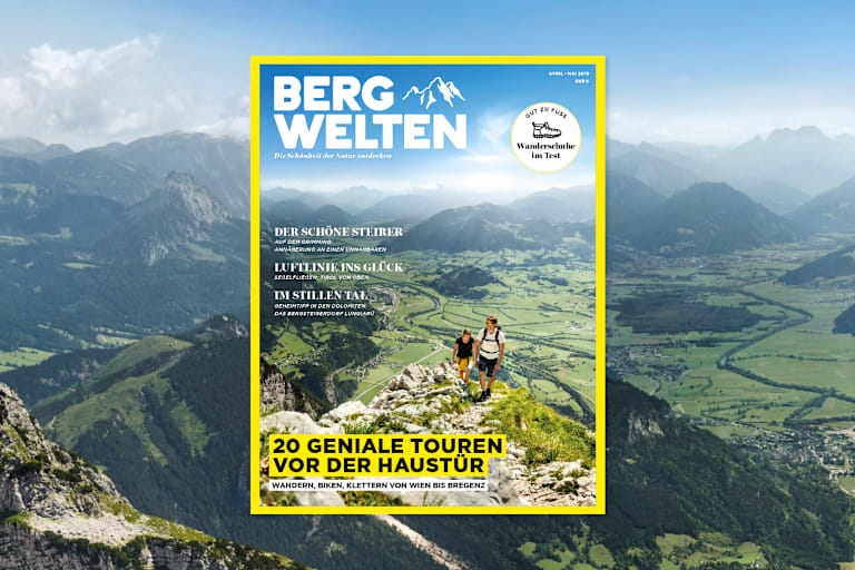 Jetzt überall im Zeitschriftenhandel – das Bergwelten Magazin (April/Mai 2019)