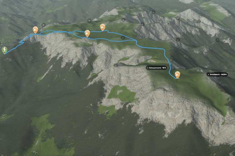 Kartenausschnitt: Die Tour auf der Schneealpe im Rax-Gebiet im Gesamtüberblick