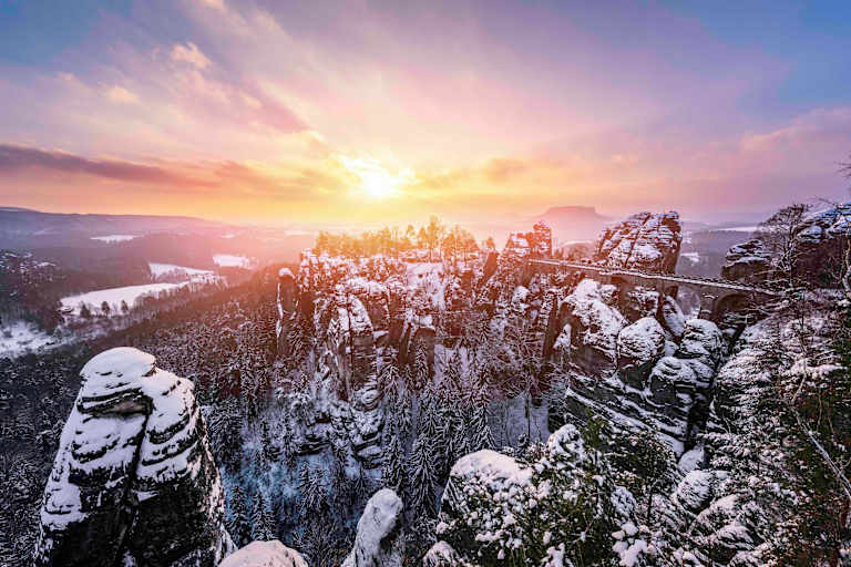 Basteibrücke im Winter - Nationalpark Sächsische Schweiz
