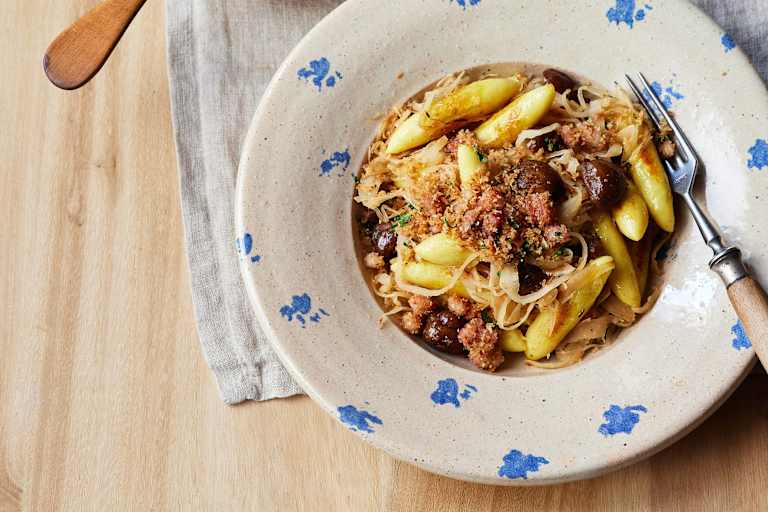 Schupfnudeln mit Kraut und Maroni