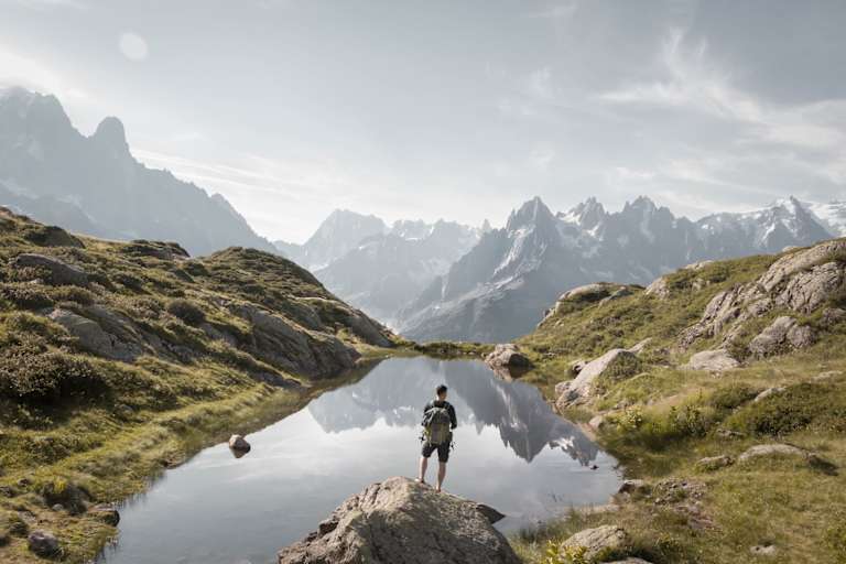 Wanderer vor dem Lac Blanc