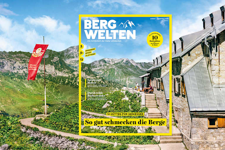Jetzt überall im Zeitschriftenhandel – das aktuelle Bergwelten Magazin (August/September 2020)