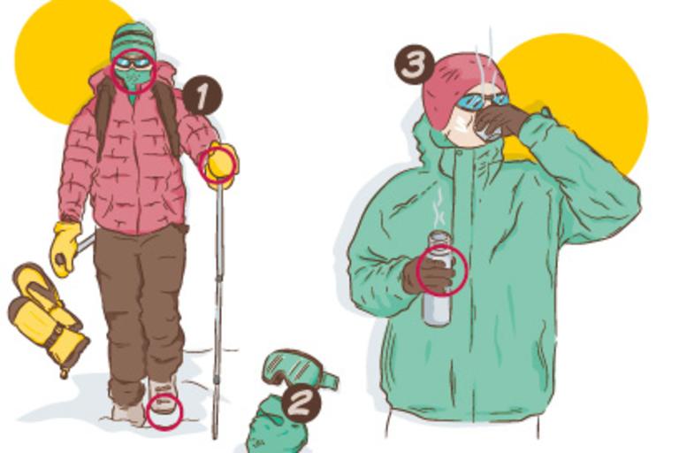 Erfrierungen schützen Bergwelten Illustration