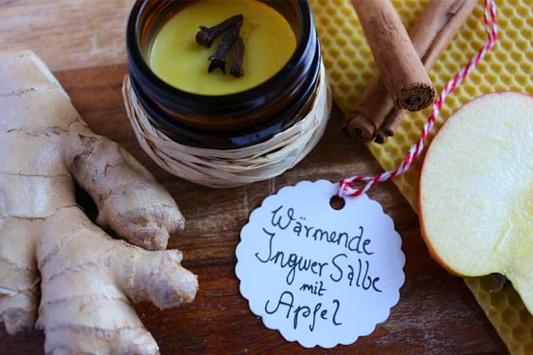 Wärmende Ingwer-Salbe mit Apfel, Chili, Nelke und Zimt