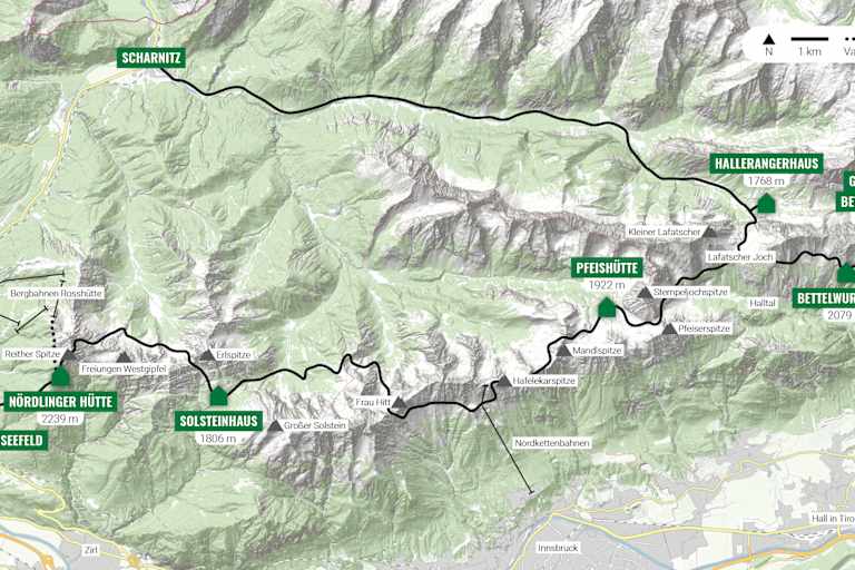 Routenübersicht Karwendel Höhenweg