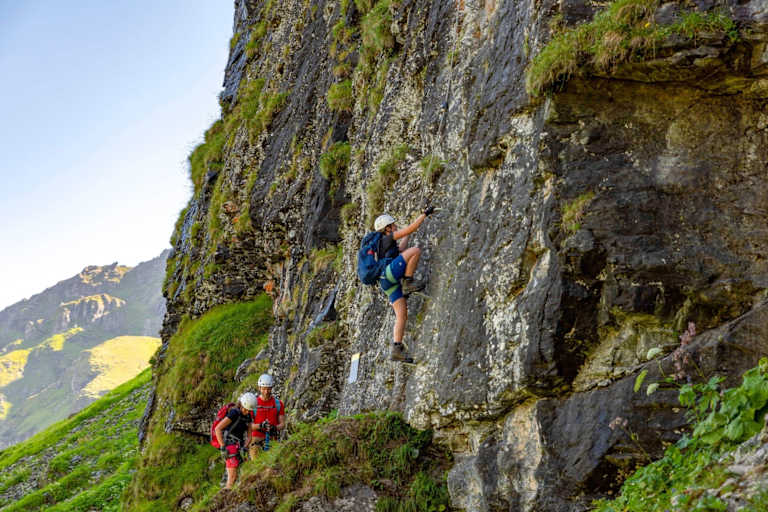 Die steile Einstiegswand