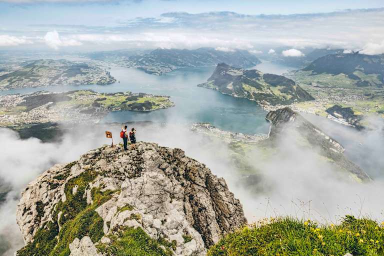 Aussicht von der Rosegg am Pilatus auf den Vierwaldstättersee