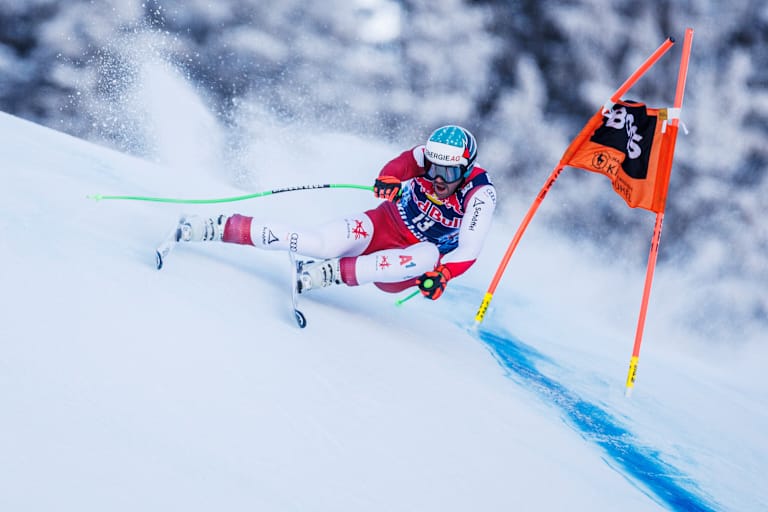 Vincent Kriechmayr auf der Hahnenkamm-Abfahrt 2024 in Kitzbühel