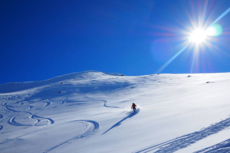 Freeriden im Val Müstair in der Schweiz