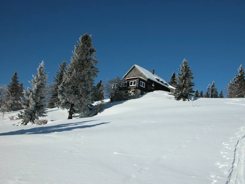 Die Waldfreundehütte Obersberg im Winter