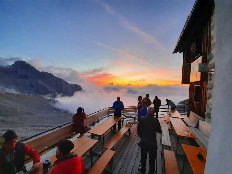 Sonnenuntergang auf der Adamekhütte