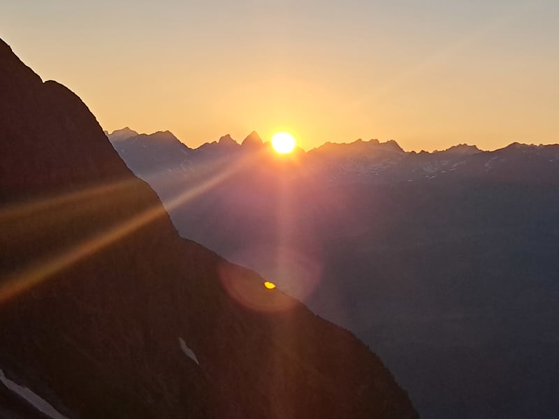 Sonnenuntergang auf der Lischanahütte