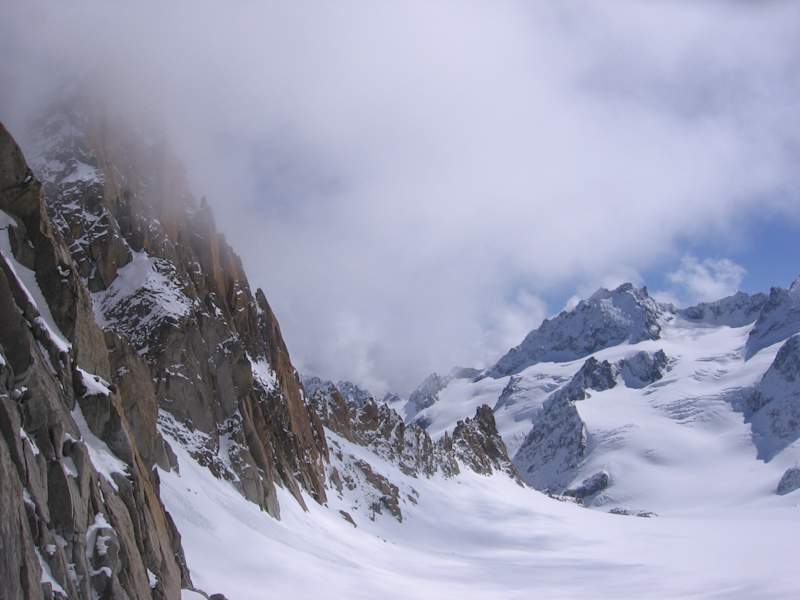 Ausblick vom Fenêtre de Saleina zurück Richtung Plateau du Trient