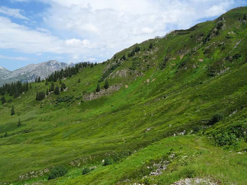 Höhenweg zurück Richtung Bergstation der Sonnenkopfbahn