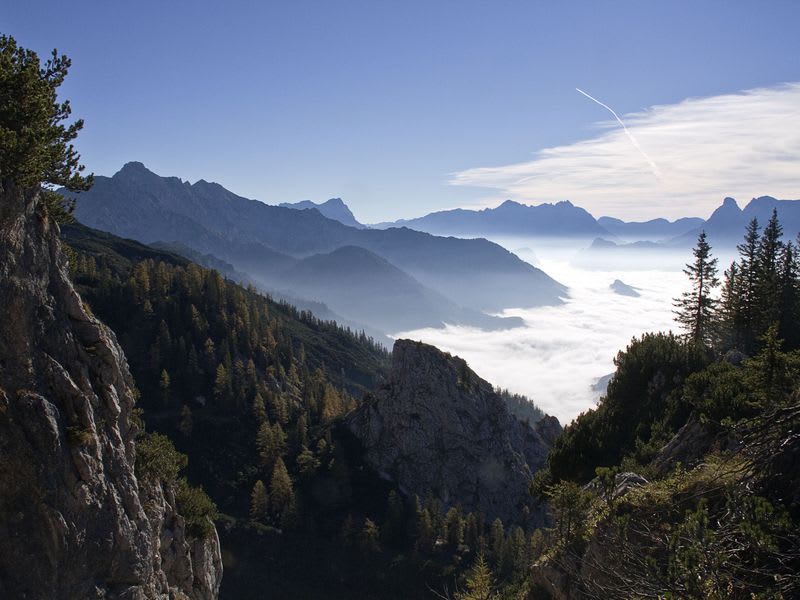 Herbstlicher Nebel herrscht im Tal