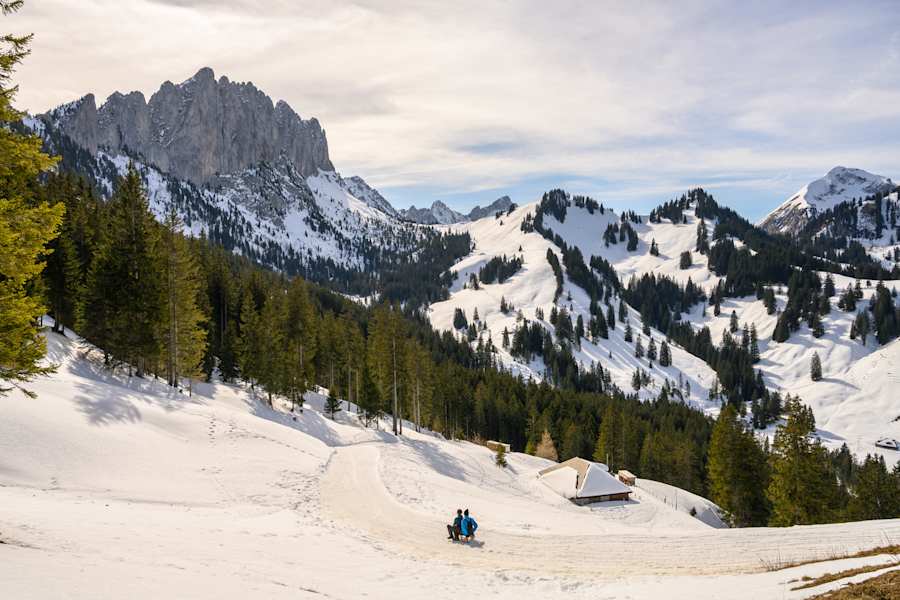 Der Weg zurück ins Tal vom Chalet du Soldat