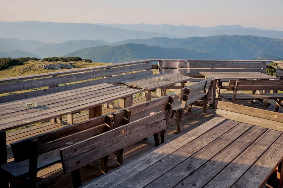 Die wunderschöne Terrasse des Graf-Meran-Hauses.