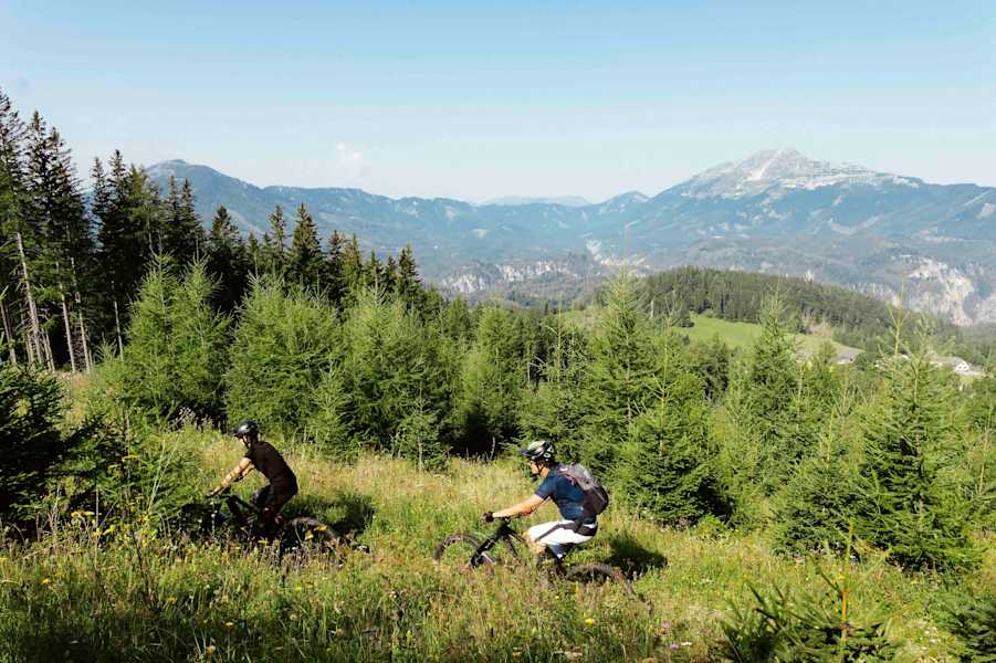 Uphill am Josefsberg mit Ausblick ins Alpenvorland.