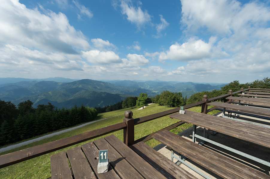 Ausblick von der Terrasse der Traisnerhütte