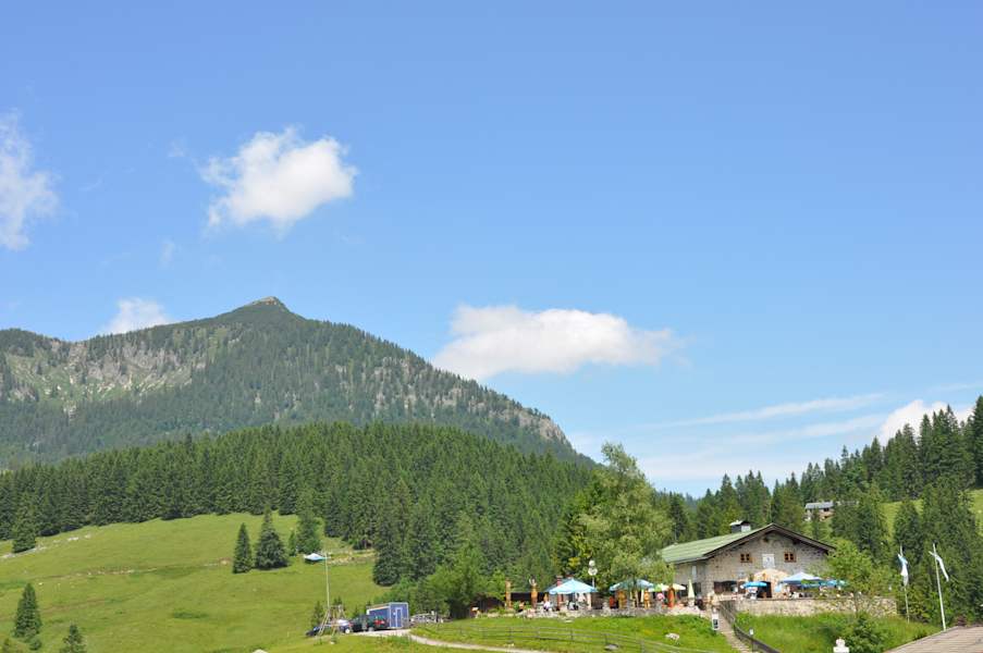 Die Albert-Link-Hütte iegt auf 1.053 m Seehöhe auf der weitläufigen Valepper Alm, gesäumt von sanft ansteigenden, bewaldeten Bergflanken.