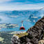 Fahrt mit der Luftseilbahn 'Dragon Ride' Fraekmuentegg - Pilatus Kulm mit Sicht auf den Vierwaldstaettersee.