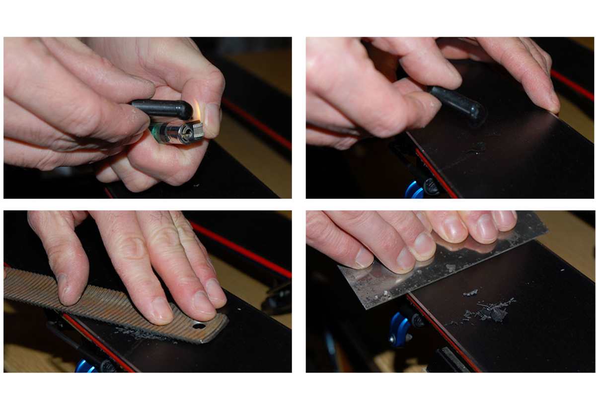 Skiwachs-Service: Kratzer im Belag ausbessern