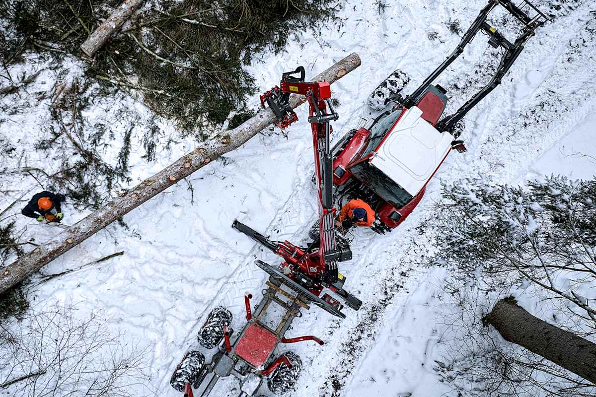 Die Wintermonate eignen sich durch den gefrorenen Boden perfekt für Holzarbeiten mit schweren Maschinen.