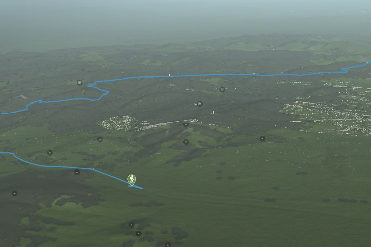 3D-Kartenausschnitt der Laufstrecke von Hütteldorf nach Nussdorf