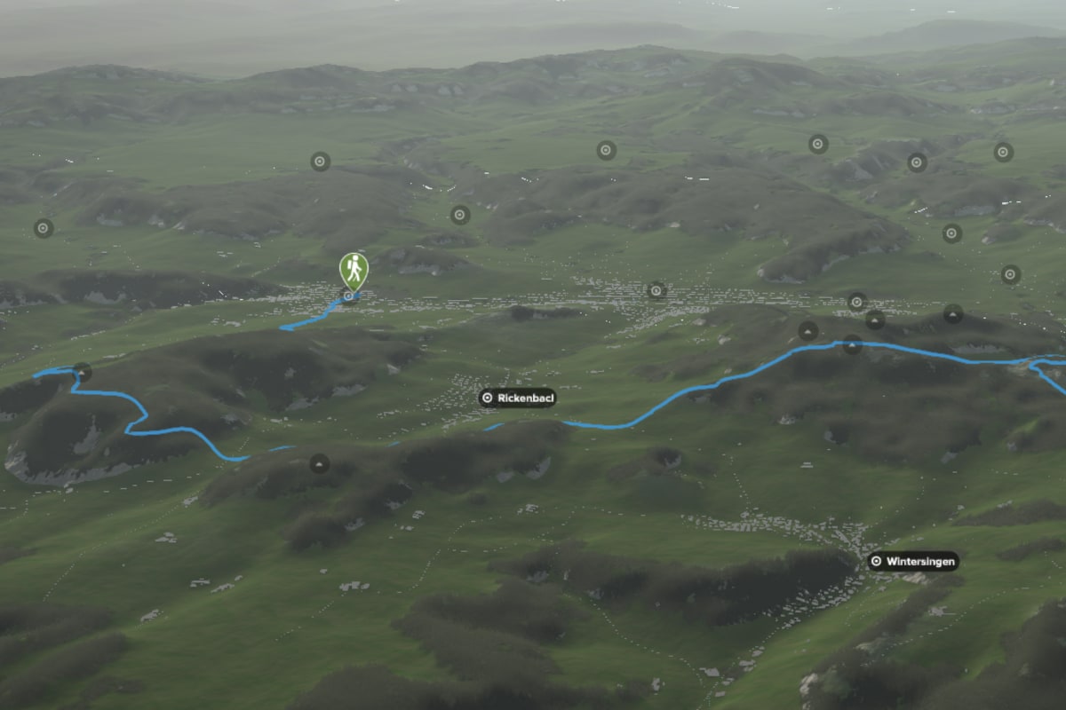 3D-Kartenausschnitt der Wanderung von Hersberg nach Ormalingen