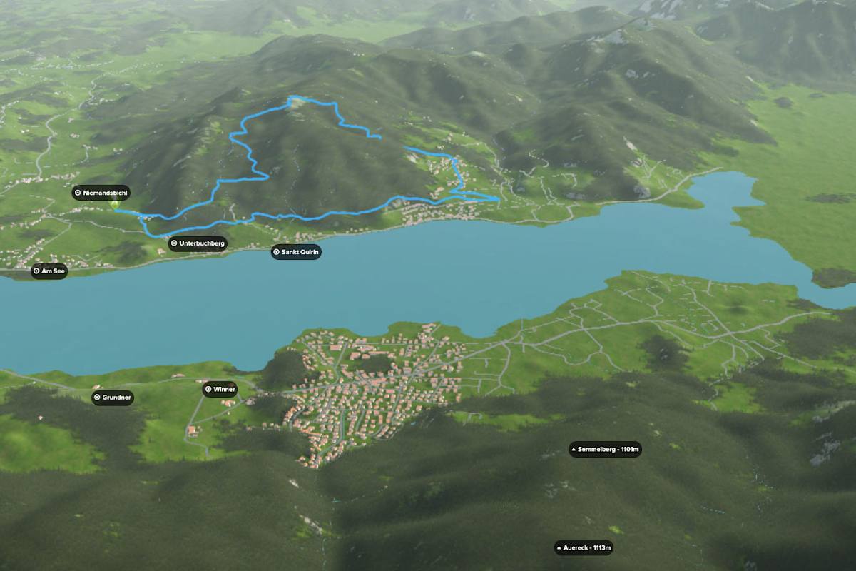 3D-Kartenausschnitt der Wanderung zur Neureuth am Tegernsee in Bayern