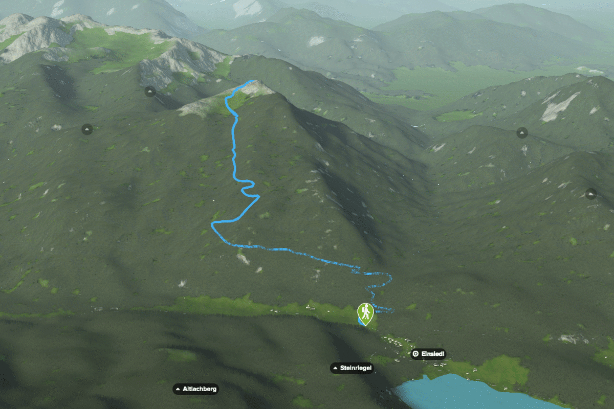 3D-Kartenausschnitt der Wanderung auf den Simetsberg am Walchensee in Bayern