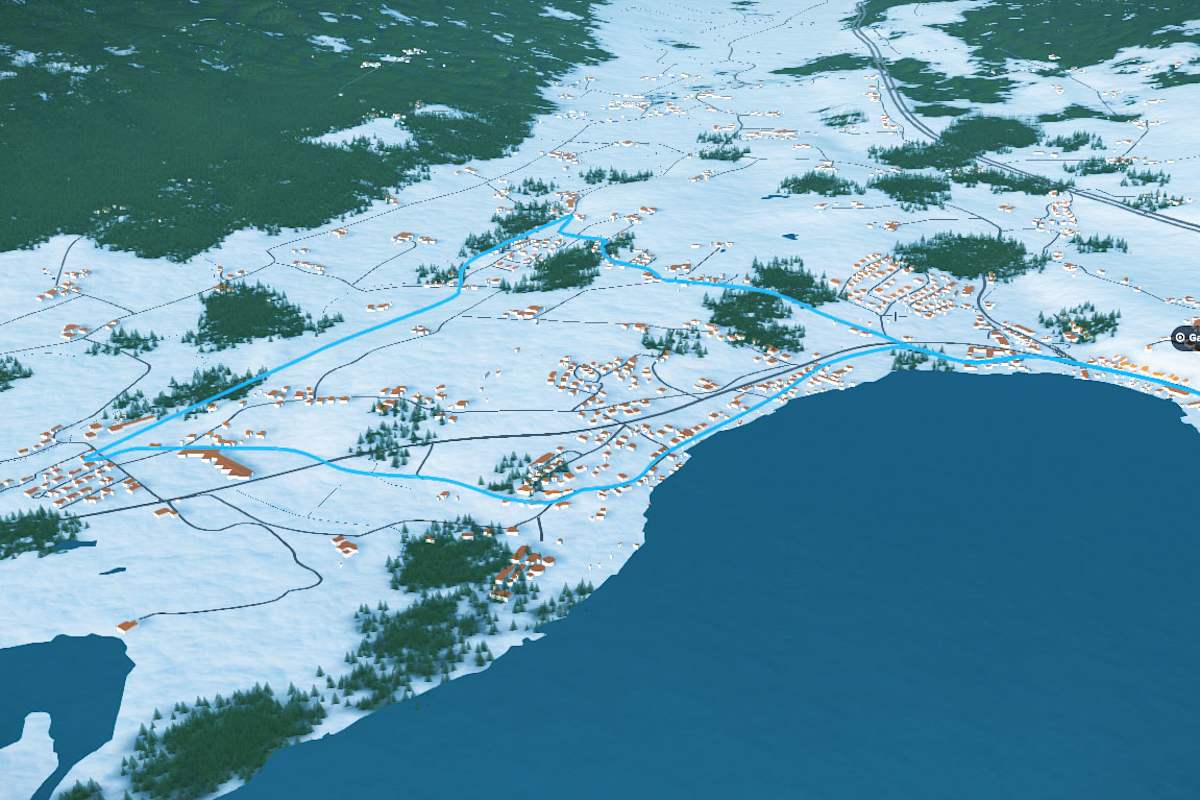 3D-Kartenausschnitt der Wanderung von Mondsee nach St. Lorenz im Salzkammergut