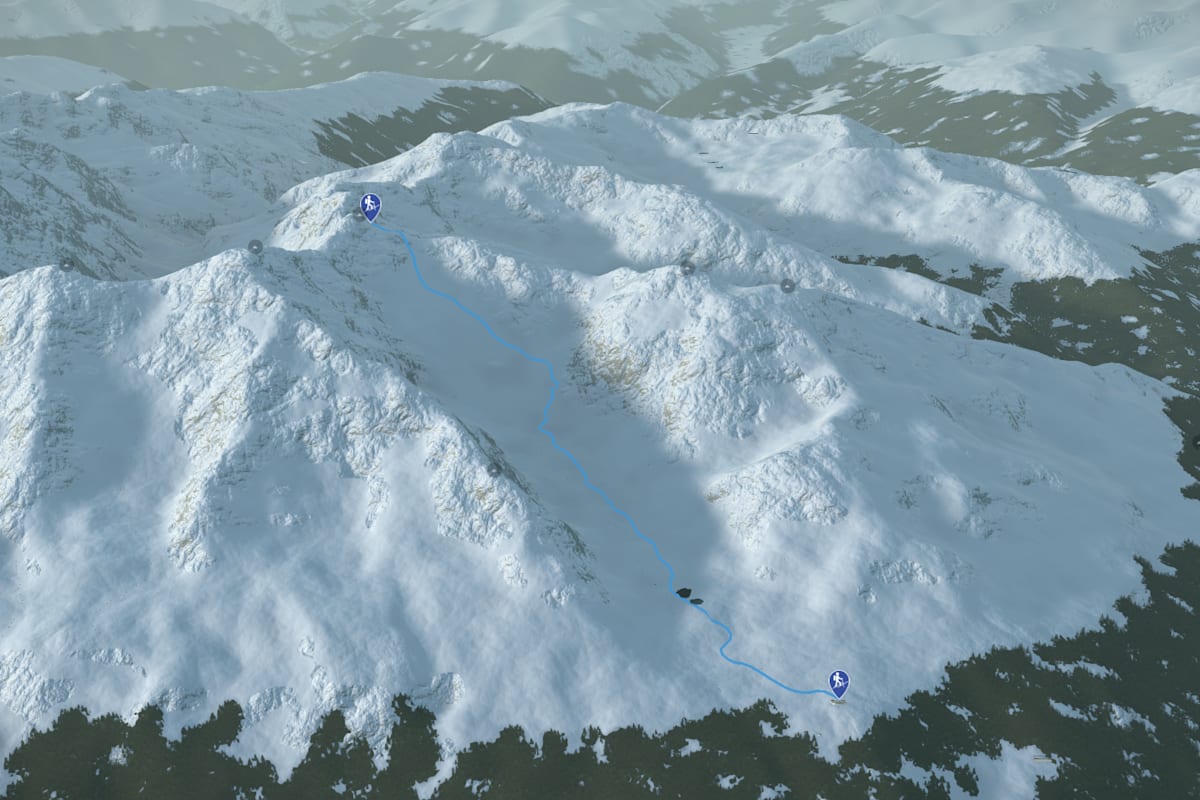 3D-Kartenausschnitt der Skitour auf die Mitterlochspitze (3.176 m)