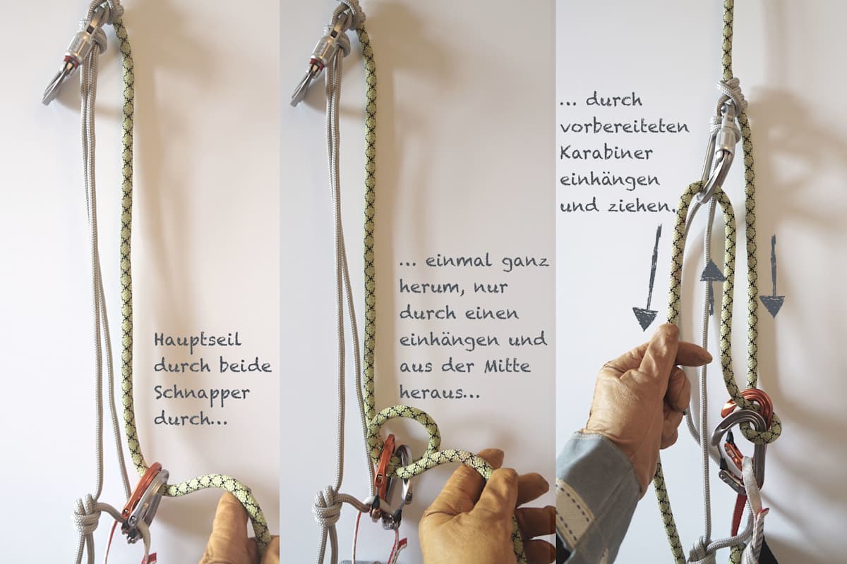 Spaltenrettung - Selbstflaschenzug