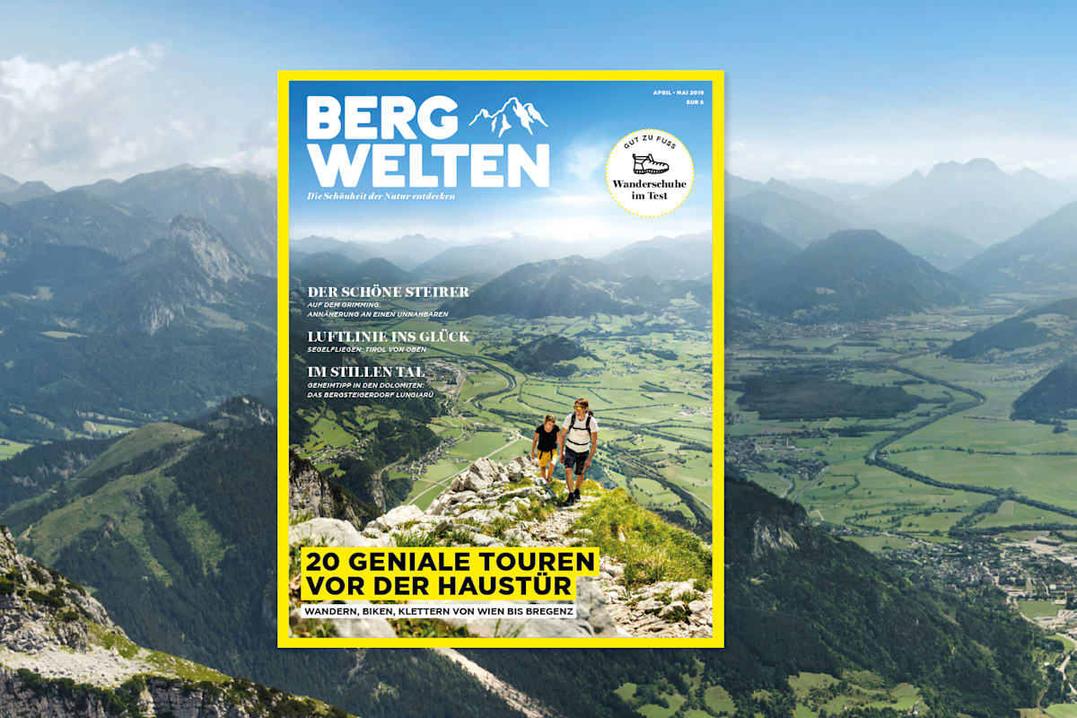 Jetzt überall im Zeitschriftenhandel – das Bergwelten Magazin (April/Mai 2019)