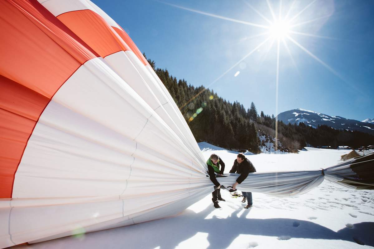Der Heißluftballon wird wieder eingepackt