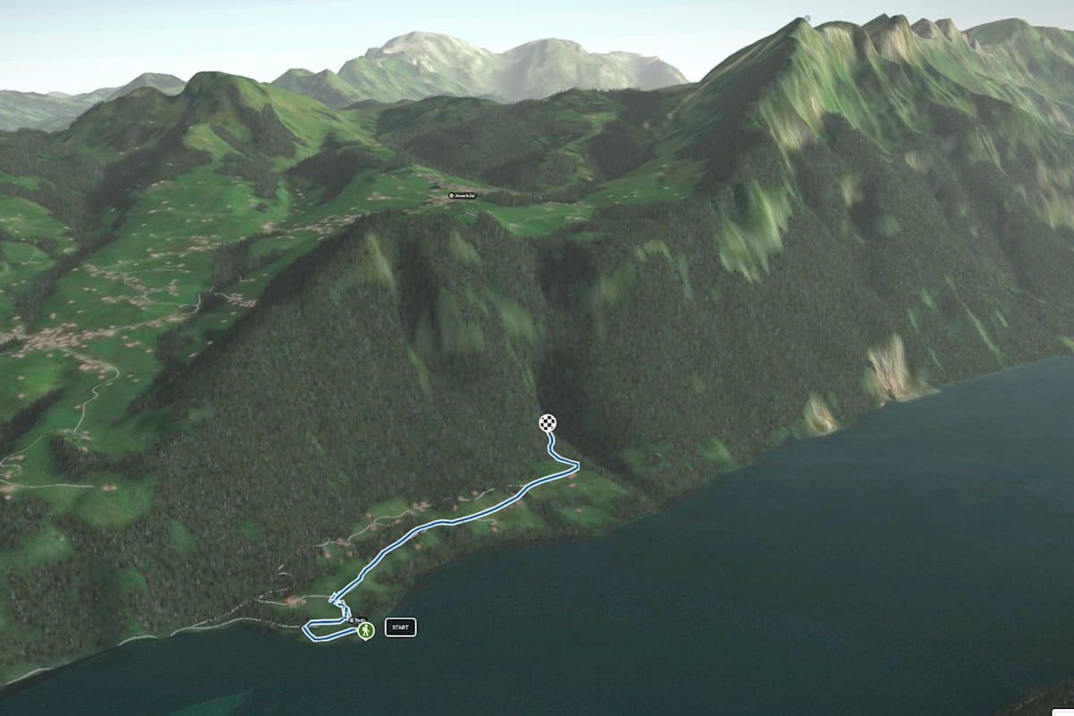 3D-Kartenausschnitt der Wanderung zu den Seerenbachfällen nahe dem Dorf Betlis