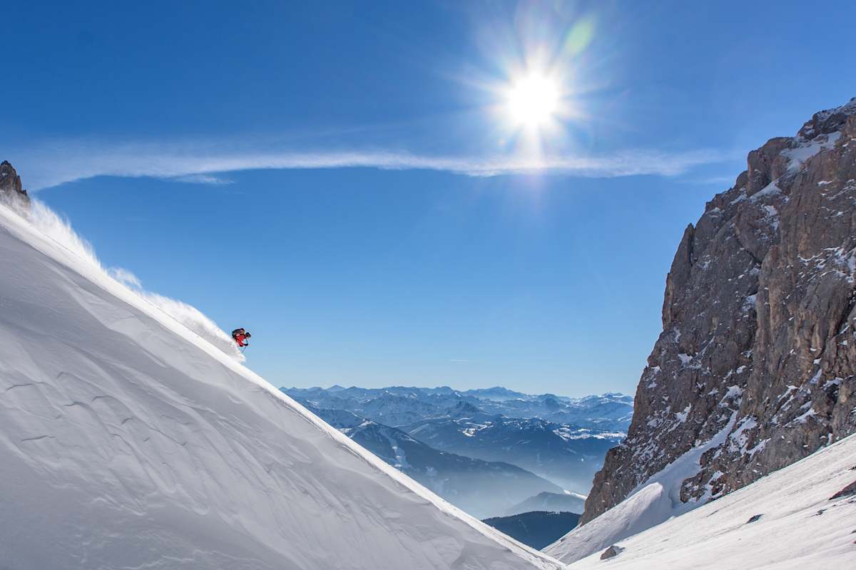 Skitouren-Abfahrt am Dachstein