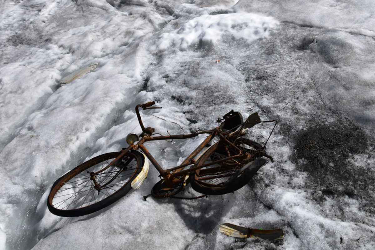 Das Gletscherrad an seinem Fundort in den Ötztaler Alpen