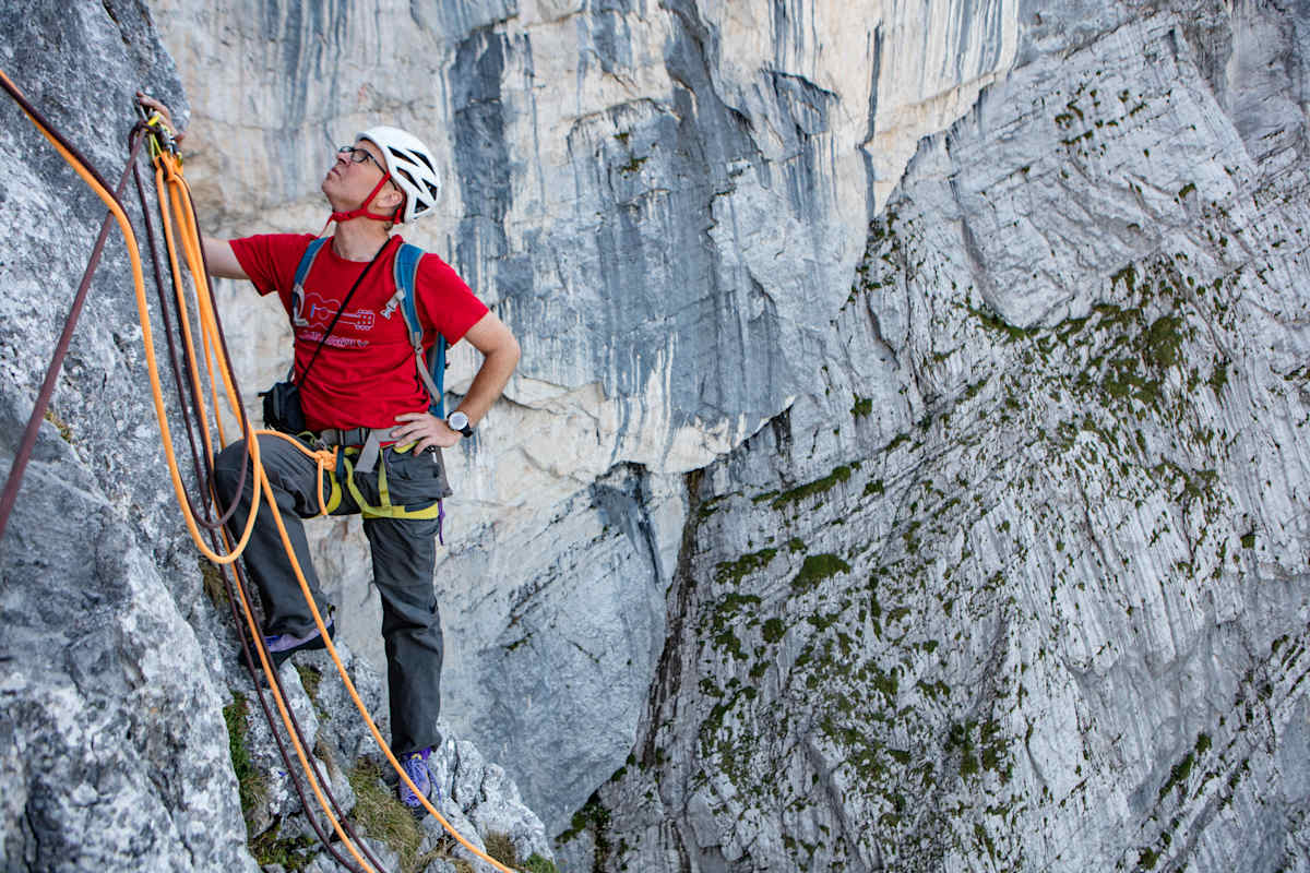 Klaus Haselböck kletternd