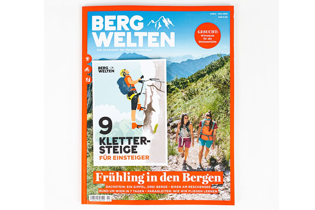 Bergwelten-Magazin plus kostenlose Klettersteig-Fibel