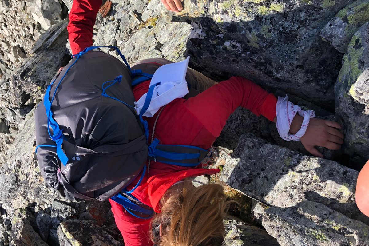 Schlüsselstelle im Gipfelanstieg