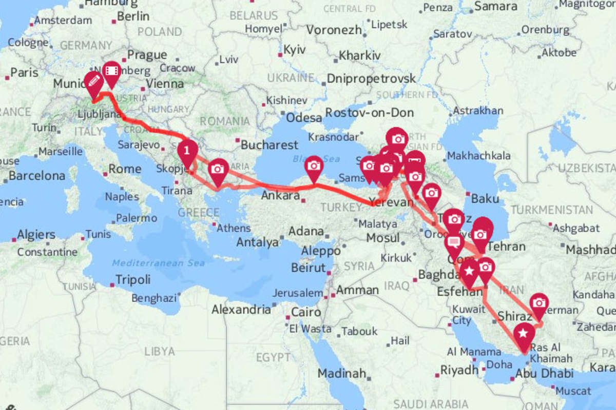 Reiseroute des „Snowmads“-Projekts