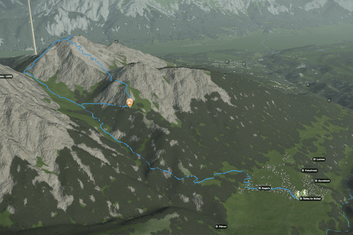 3D-Kartenausschnitt: Wanderung zur Saile von Telfes 