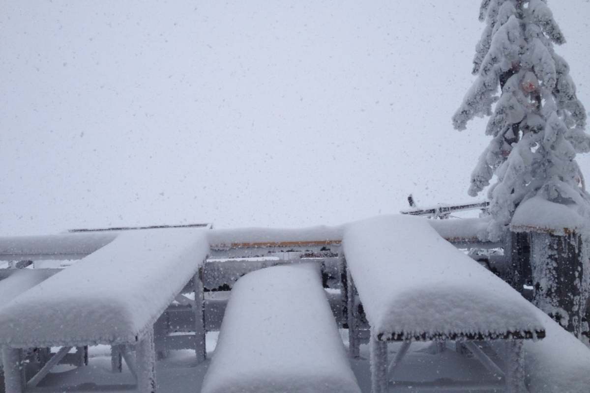 Bellaviste-Hütte im Schnee