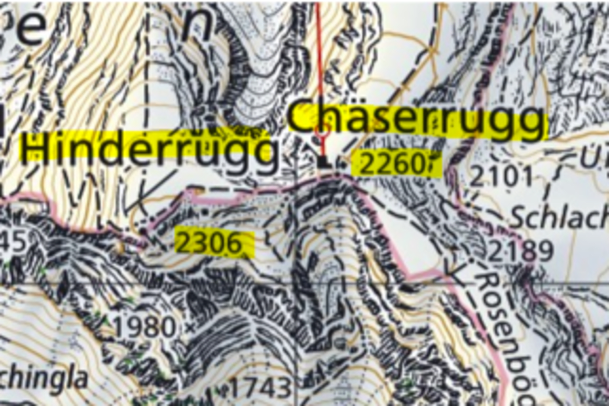 Kartenausschnitt der Bergtour 7 Churfirsten 