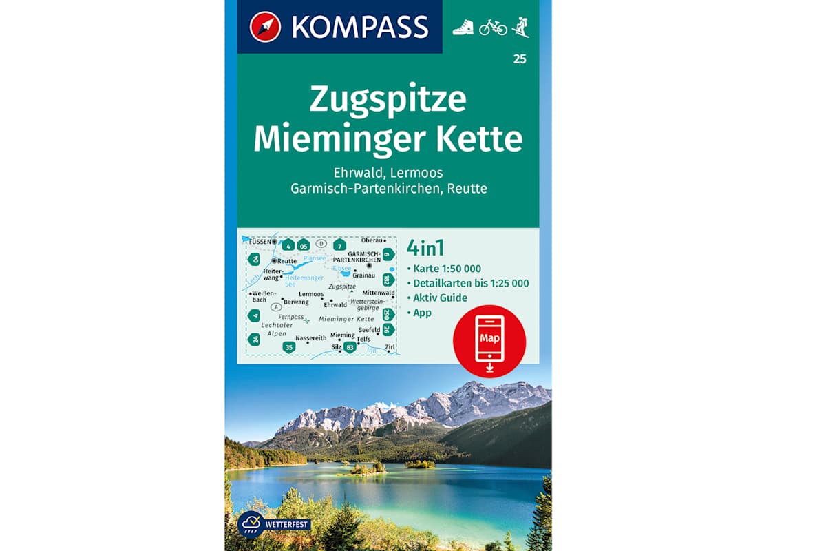 Die passende Wanderkarte zur Tour: Zugspitze, Mieminger Kette WK 25