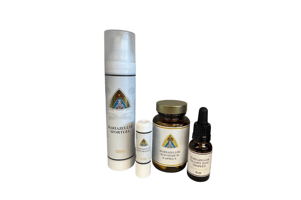 Apotheke zur Gnadenmutter sportlerpaket mit sportgel lippenbalsam magnesium kapseln und vitamin d3 k2 tropfen