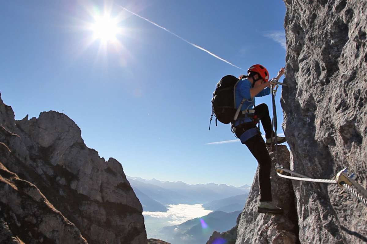 Der Klettersteig Seekarlspitze über dem Achensee