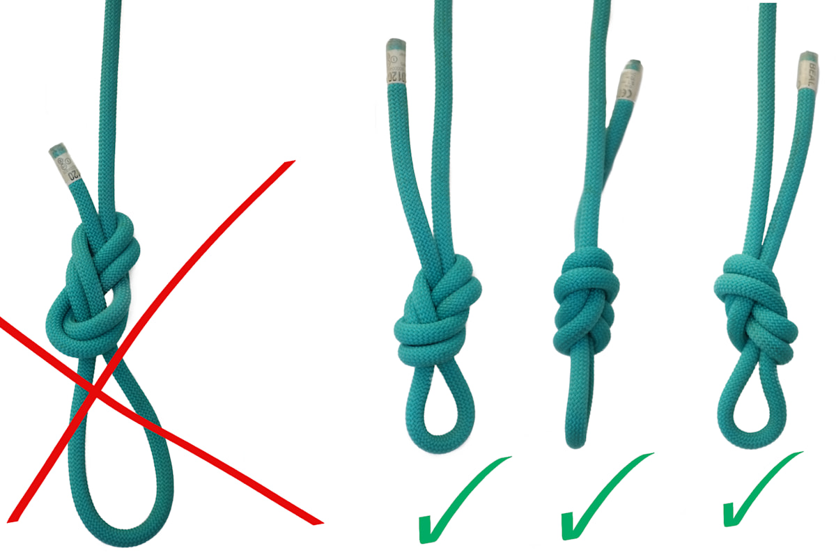 Achterknoten: falsch und richtig.